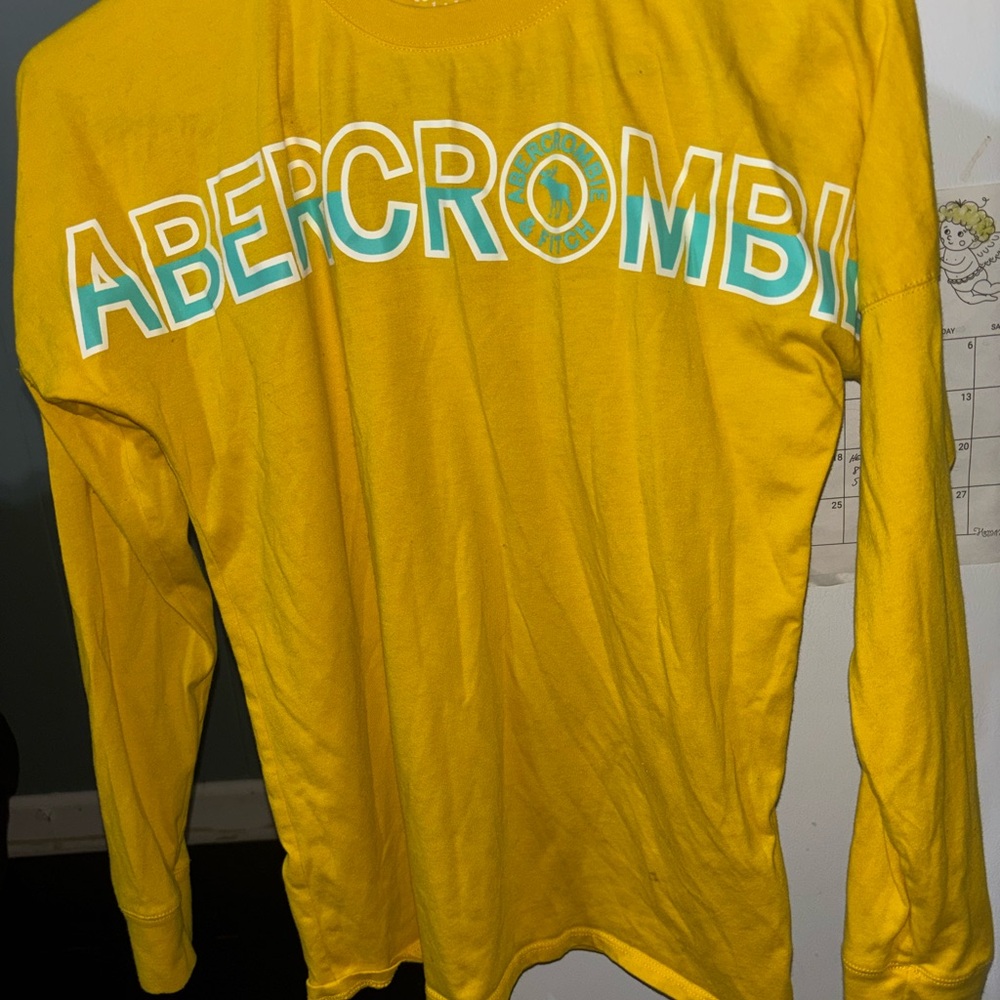 Kids Abercrombie Yellow Logo Long Sleeve Tee